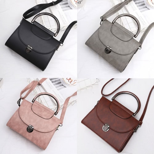 

Fashion Women Crossybody Bag PU Leather Flap Top Grab Handle Detachable Strap Shoulder Handbag