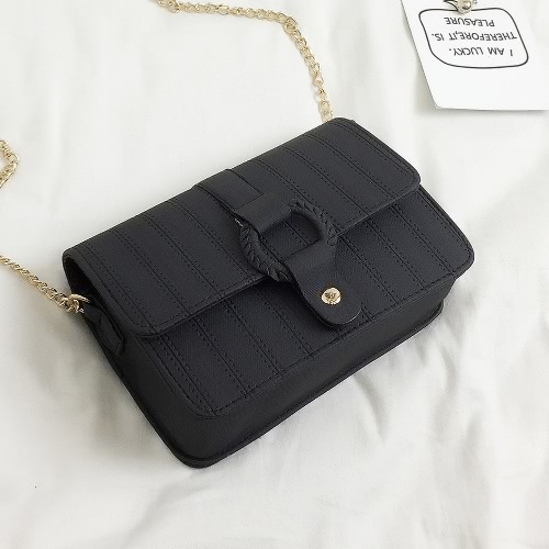 

Women Chain Shoulder Bag PU Leather Girls O-Ring Clutch Small Crossbody Bag