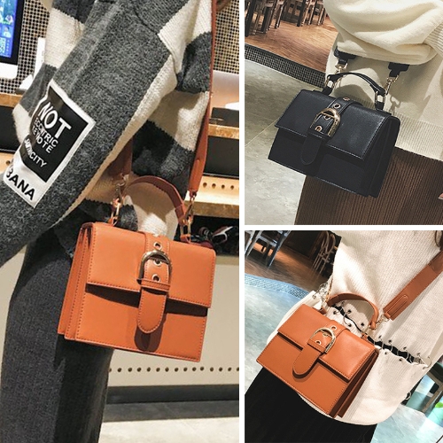 

Fashion Women Shoulder Bag PU Leather Buckle Solid Small Crossbody Messenger Bag Handbag Brown/Black