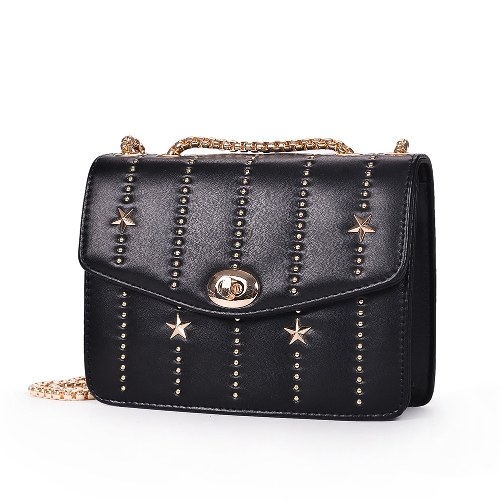 

Mini Crossbody сумка PU кожа заклепки Hasp цепи плеча сумка сумка красный / черный / белый