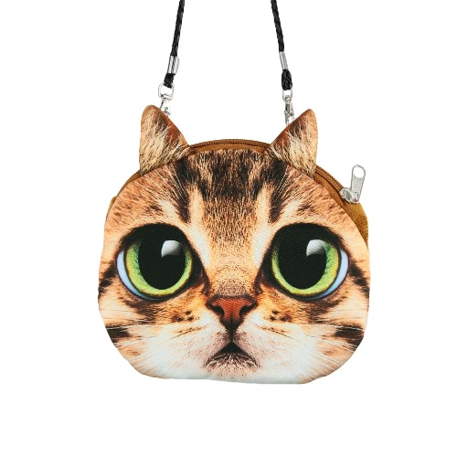 Novas mulheres bonitos saco gato cara Cartoon impressão Zipper encerramento mensageiro embreagem moeda bolsa bolsa de ombro