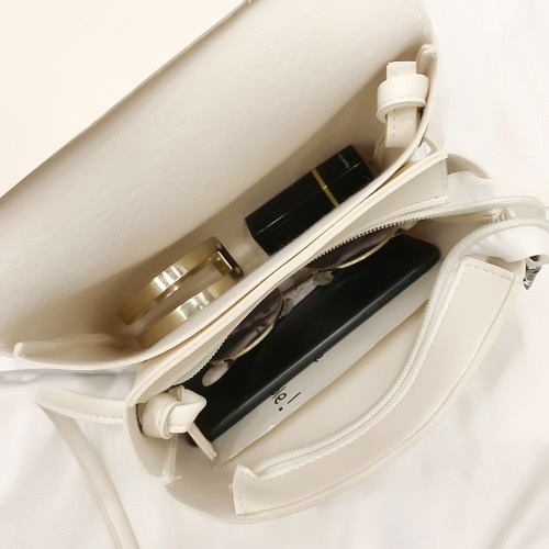 

New Fashion Women Embroidery Crossybody Bag PU Leather Flap Top Shoulder Handbag Black/Beige