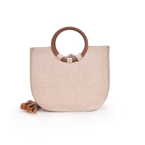 

Straw Handbag Knitting Woven Wooden Handle Casual Tote Beach Bohemian Crossbody Bag