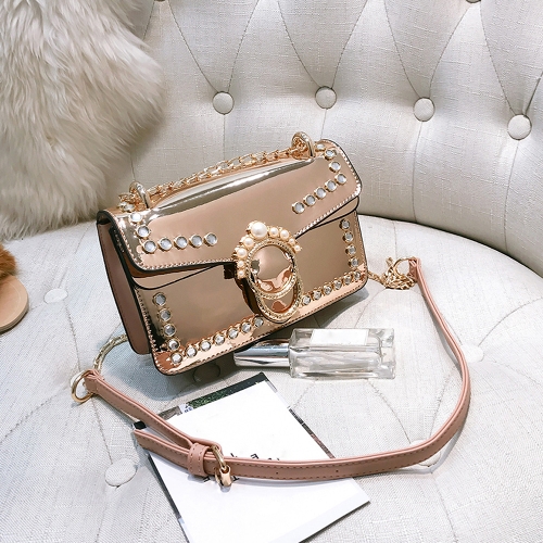 

Элегантные женщины PU Crossbody сумка Жемчужины Регулируемые плечевые ремни цепи Сумки на плечо