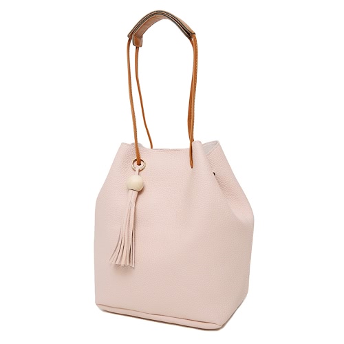 

Мода девушки женщин PU Ковш сумка кисточкой висячие Vintage Solid Crossbody сумка на плечо Две пьесы с мешком сцепления