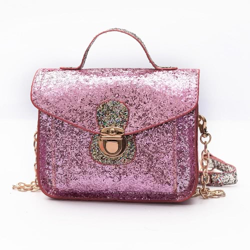 Новая мода Женщины Мини Crossbody Сумки Sequined PU кожаный цепи плечо сумка сумка розовый / черный / серебристый