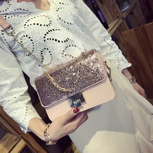 

Sequined PU Leather Chain Handle Crossbody Women's Mini Handbag