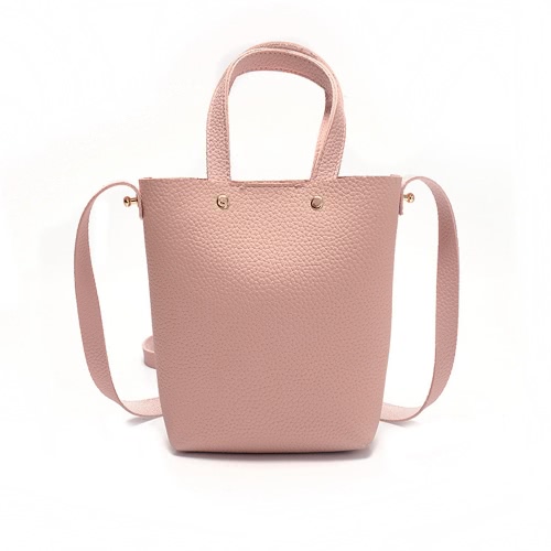 Nuevas mujeres de la manera pequeño PU Leather Lichee patrón bolso hombro Crossbody Mini cubo