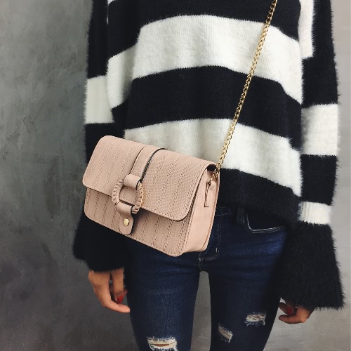 

Women Chain Shoulder Bag PU Leather Girls O-Ring Clutch Small Crossbody Bag