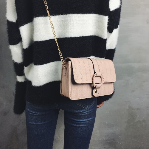 

Женская цепочка плеча Сумка PU Кожаные девушки O-Ring Clutch Small Crossbody Bag