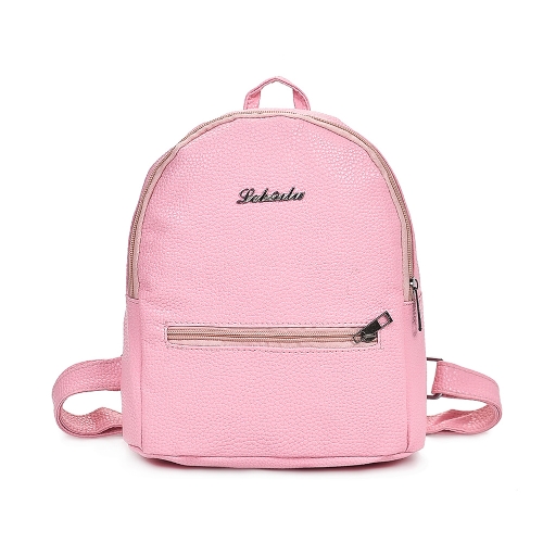 New Fashion Women Girl PU Mochila Zipper Pocket Correias ajustáveis ​​Schoolbag Traveling Student Bag