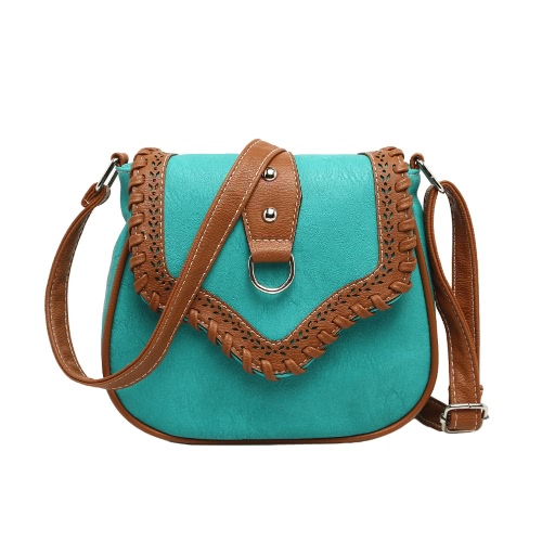 

Retro Women Crossbody Bags PU Leather Woven Splice Shoulder Messenger Bag Small Handbag Satchel Tote
