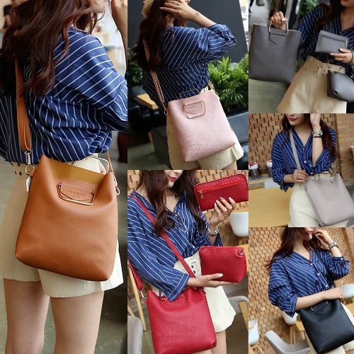 

Women Handbag Set PU Leather Casual Tote Bag Crossbody Shoulder Bag Solid Composite Bag Set