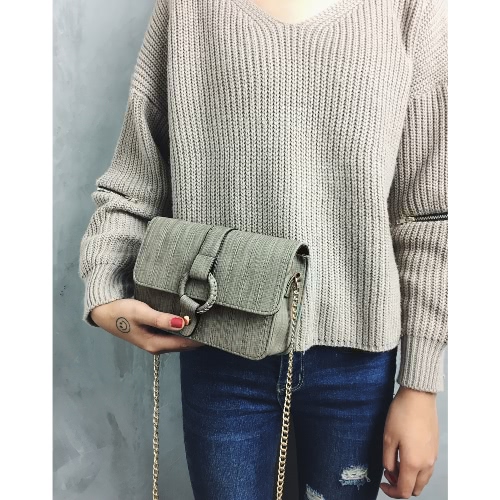 

Женская цепочка плеча Сумка PU Кожаные девушки O-Ring Clutch Small Crossbody Bag