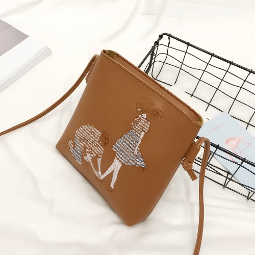 

New PU Leather Shoulder Bag for Women Cute Cartoon Print Casual Crossbody Bags Girls Mini Bag Tote