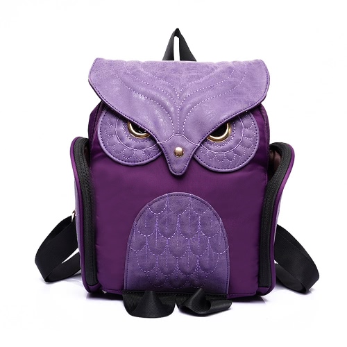 New Fashion Women Owl Shape Backpack Flap Over Zipper Pocket Solid Color Satchel Student Bags