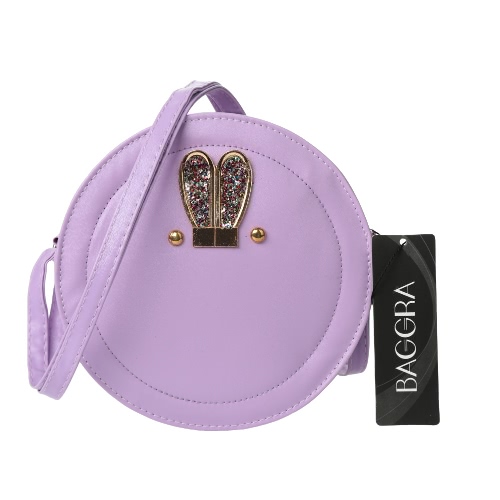 

New Women Girls Crossbody Bags PU Leather Round Shape Rabbit Ear Cute Casual Small Mini Shoulder Bag