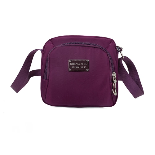 New Fashion Women Crossbody Bag Nylon Waterproof Zipper Fastening Pockets Solid Shoulder Bag