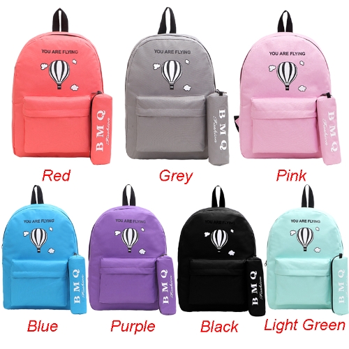 

Fashion Women Printed Backpack Letter Front Zip Pocket Candy Color School Travel Shopping Rucksack Bag
