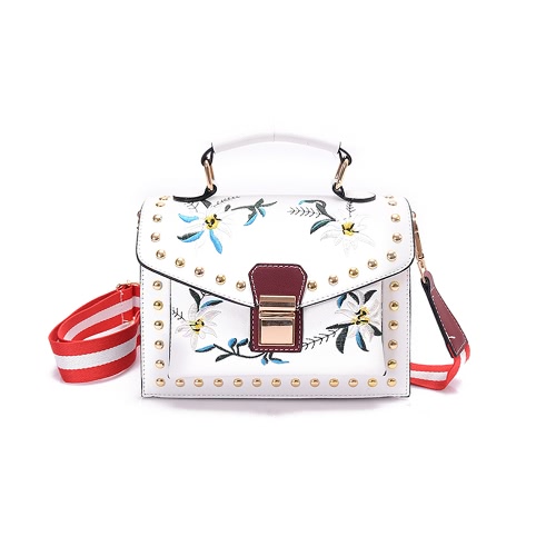 

Девушки Женщины Кожа Сумка Цветок Сумочка Дамы Малый Crossbody сумки на ремне, черный / белый