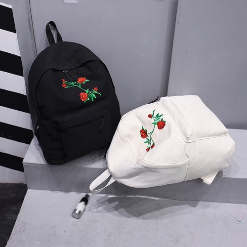 

Women Backpack Floral Rose Embroidery Zipper High Capacity Multifunction Teenagers Schoolbag Knapsack