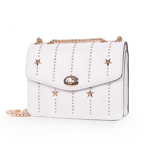 

Mini Crossbody Bag PU Leather Rivet Hasp Chain Shoulder Messenger Bag Handbag Red/Black/White