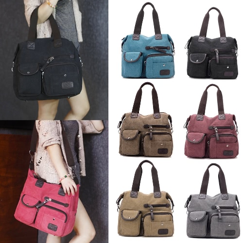 

Women Canvas Handbag Casual Shoulder Bag Large Capacity Vintage Crossbody Tote Travel Bag