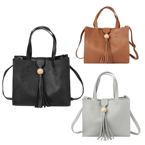 

Новая мода женщины сумочку Crossbody мешок мягкий PU кисточкой сплошного цвета вскользь плеча Сумка Черный / Серый / Коричневый