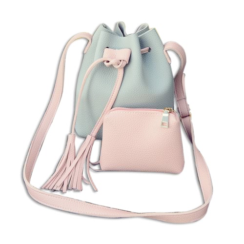 Tassel Bucket Bag Bolsa de couro Marca Messenger Bag Feminino Crossbody Shoulder Bag Embreagem Purse