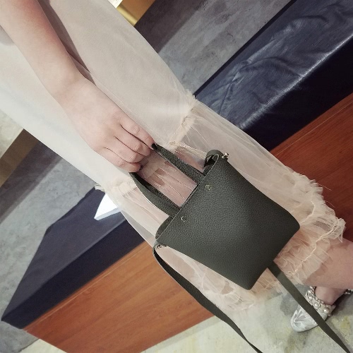 

Новые Мода Женщины Малая Кожа PU Личи Pattern Сумка Сумка Сумка Сумка Мини Ведро
