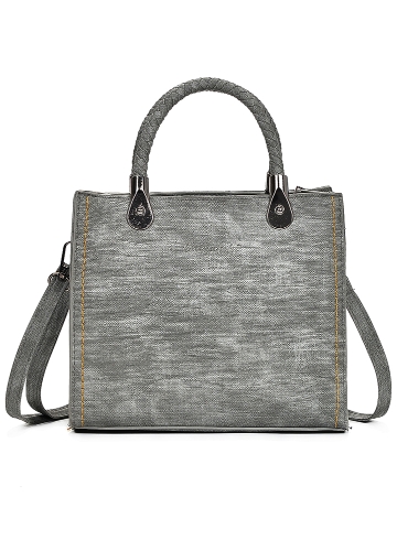 

Vintage Women Distressed PU Leather Handbag Braided Handle Adjustable Strap Shoulder Crossbody Bag