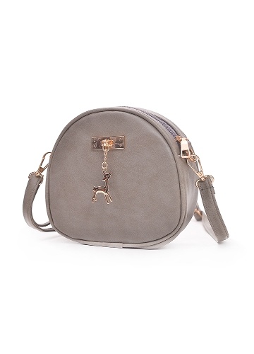 

Fashion Women Deer Shoulder Bag PU Leather Circle Mini Crossbody Bag Messenger Handbag Black/Grey/Pink