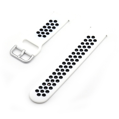 Replaceable Silicone Watch Strap Buckle Breathable Watch Band Strap Compatible with 20mm Universal Smart Watch White