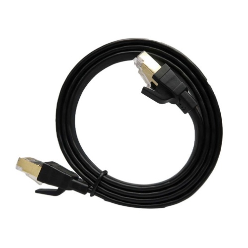 

Cat 8 Ethernet Cable Flat Internet Network Cable 28AWG Oxygen-free Copper 40Gbps High Speed 2000Mhz Bandwidth, Black 0.5m
