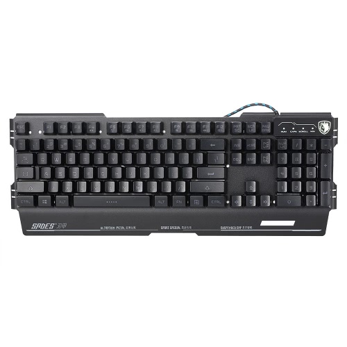 SADES K8 Gaming Keyboard 7 Colors Backlit USB Metal Panel 104 Keys for PC Laptop Desktop