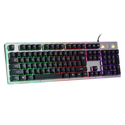 

KB-104 светодиодная подсветка игровая клавиатура USB-проводная клавиатура Full Keys Anti-Ghosting панель из алюминиевого сплава дл