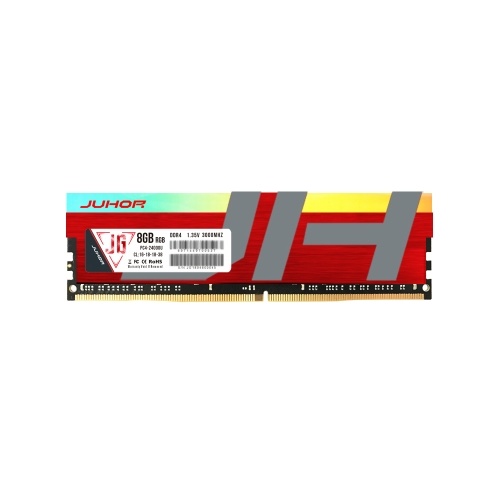 JUHOR DDR4 8GB 3000 MHz 1.35V Mémoire PC de bureau Mémoire Banque Mémoire RAM Consommation réduite Compatibilité étendue avec des lumières RVB