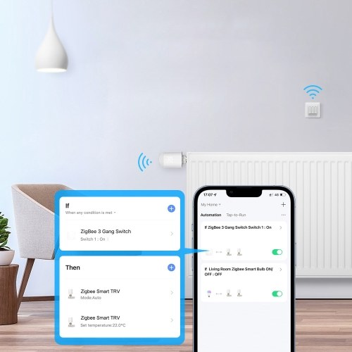 3pcs Tuya Zigbee Thermostatic Radiator Valves + Tuya ZigBee3.0 Wireless Intelligent Home Gate-way Compatible with Alexa Google Home 
