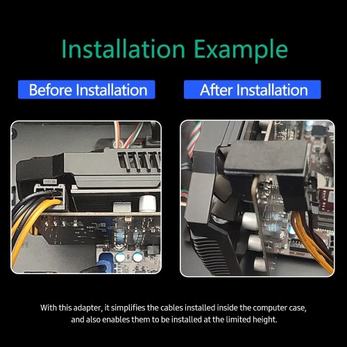ATX 6 Pin U Turn 180 Degree Angle Connector Power Adapter Board for Desktop Graphics Card Works with the PCB Board without Gap
ATX 6 Pin U Turn 180 Degree Angle Connector Power Adapter Board for Desktop Graphics Card Works with the PCB Board without Gap