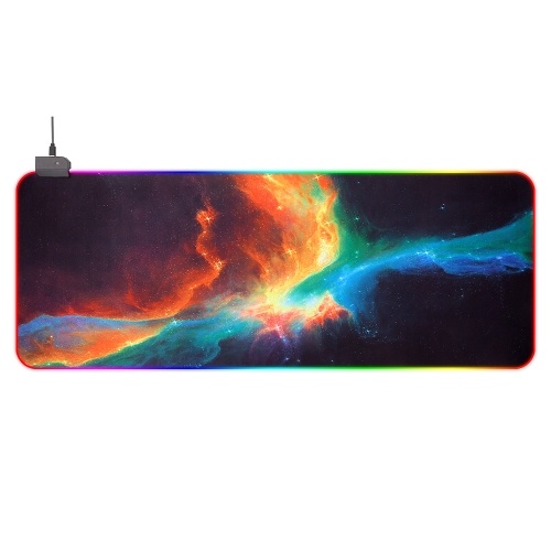 Colorful RGB Luminous Mouse Pad Adjustable RGB Backlight Mouse Pad Non-slip Rubber Gaming Mouse Pad Blue&Orange 800*300*4mm