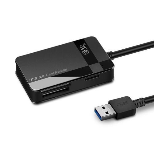 Leitor de cartão kawau USB3.0 4 em 1 TF / SD / MS / CF Leitor de cartão de transmissão de alta velocidade ABS Shell ampla compatibilidade (cabo de 80 cm)