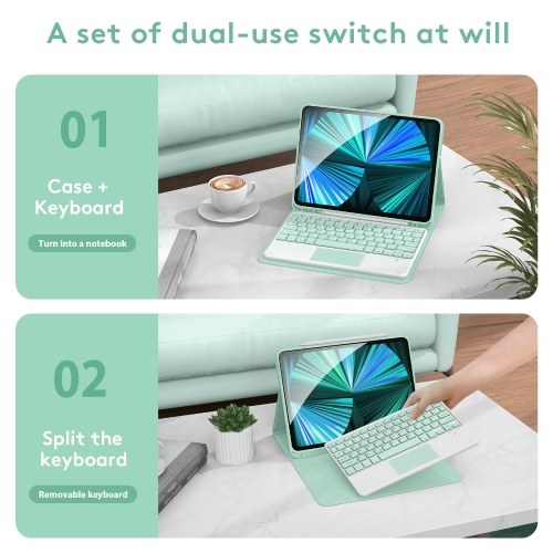 

TP-9709 Wireless BT Keyboard USB Keypad with PU Leather Protecting Case for Tablet Compatible with iPad Air2 9.7in/ iPad 9.7in(2017)/ iPad 9.7in(2018)/ iPad Pro 9.7in