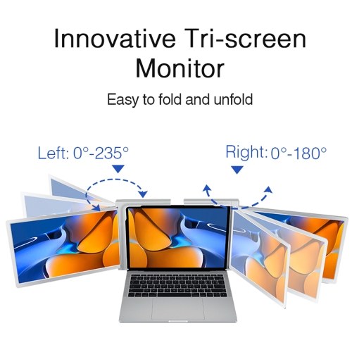 13.3 inches Laptop Expansion Screen FHD Portable Tri-screen Monitor with 1 Cable for 2 Displays for Windows, MacOS for 13.3-17.3 inch Laptop 