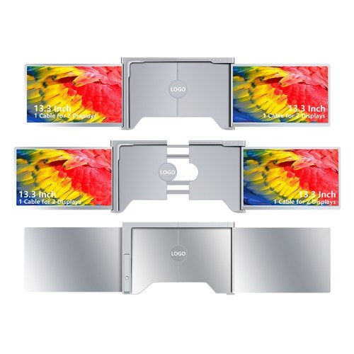 13.3 inches Laptop Expansion Screen FHD Portable Tri-screen Monitor with 1 Cable for 2 Displays for Windows, MacOS for 13.3-17.3 inch Laptop 