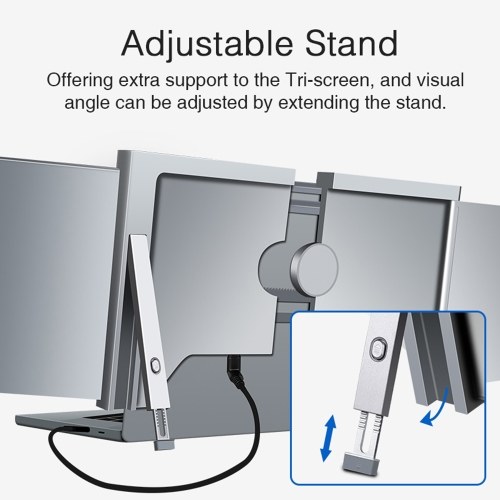 13.3 inches Laptop Expansion Screen FHD Portable Tri-screen Monitor with 1 Cable for 2 Displays for Windows, MacOS for 13.3-17.3 inch Laptop 