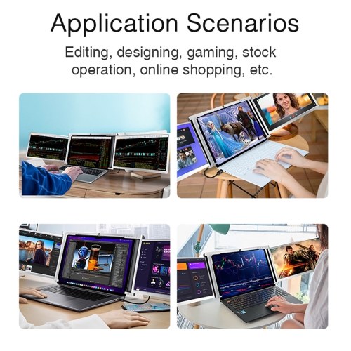 13.3 inches Laptop Expansion Screen FHD Portable Tri-screen Monitor with 1 Cable for 2 Displays for Windows, MacOS for 13.3-17.3 inch Laptop 