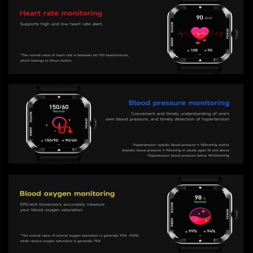 Smartwatch 1.91-inch Large Screen High-clear Display  Comprehensive Health Monitoring  Multi-function Sports Mode  Waterproof IP67  Watch for Men and Women  Blood Pressure Monitor  Glucose Monitor Watch 