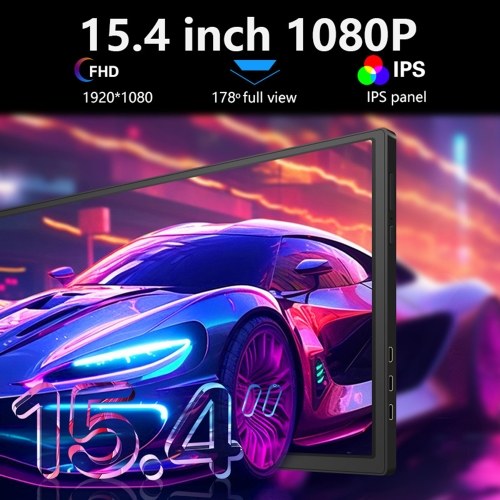 15.4 inches Laptop Expansion Screen Portable Monitor for Laptop FHD 1920*1080 IPS Dual-screen Monitor Foldable Design Plug-and-Play for 15.6-17.3 inch Laptop Support Windows, MacOS 