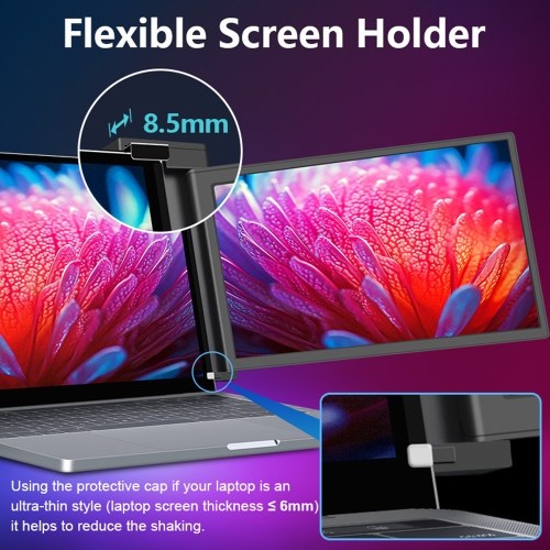 15.4 inches Laptop Expansion Screen Portable Monitor for Laptop FHD 1920*1080 IPS Dual-screen Monitor Foldable Design Plug-and-Play for 15.6-17.3 inch Laptop Support Windows, MacOS 