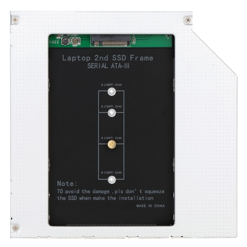 2 º marco SSD M.2 (NGFF) a Sata 9.5mm Universial CD/DVD-ROM óptico disco Bay para ordenador portátil